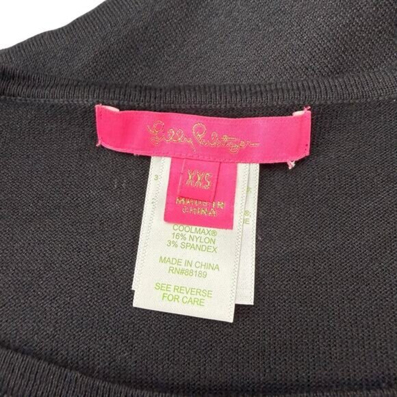 LILLY PULITZER Ramona Fringe Sweater Sz XXS Black - Picture 7 of 11